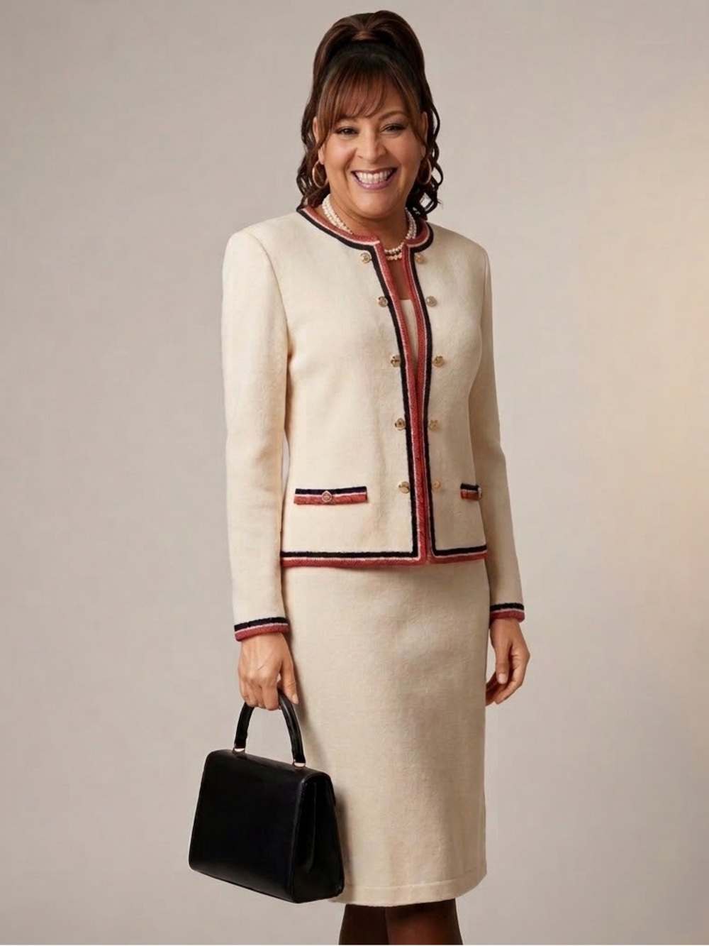Vintage St. John Collection by Marie Gray 2-Piece Knit Skirt Suit